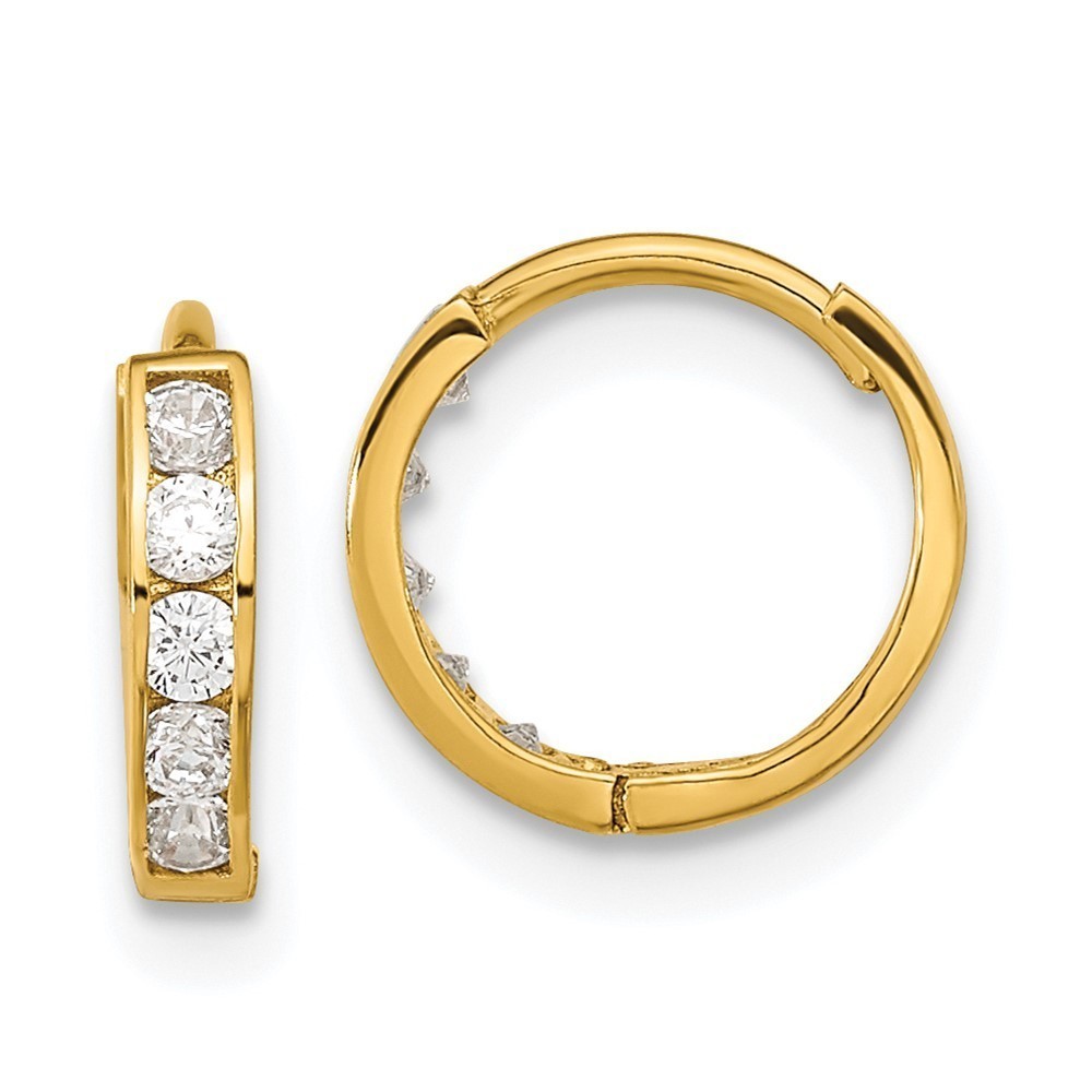 14k Yellow Gold Madi K CZ Hinged Hoop Earrings 11 L x 11 W